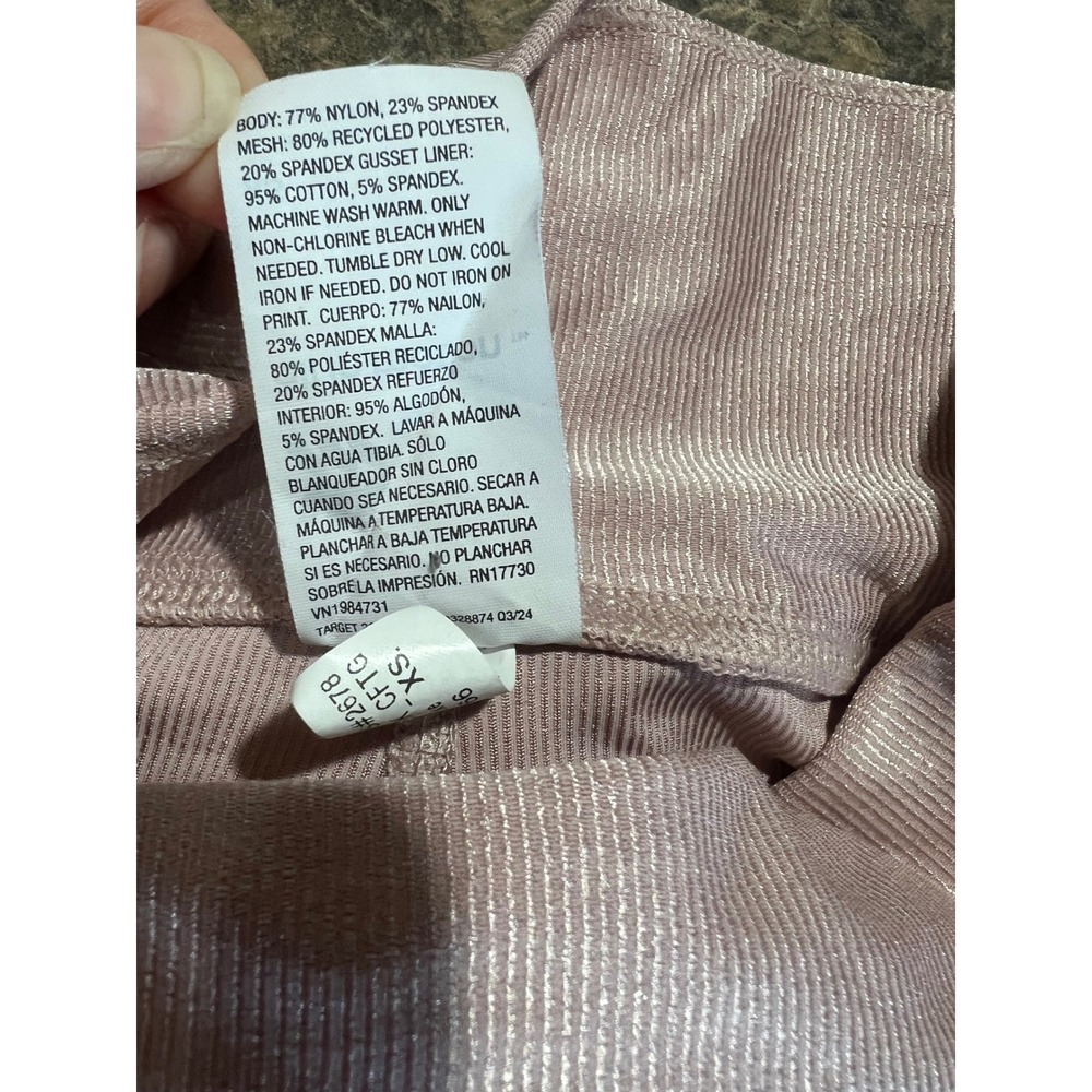 All In Motion Womens XS Rose Pink Metallic Ribbed Leggings & Sports Bra Set - Picture 8 of 8